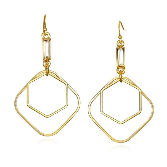 NWT Capwell + Co Geometric Drop Earrings - Gold - Picture 1 of 6